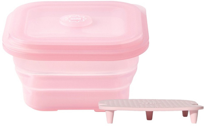 리빙크리에이터 푸쉬락 900ml + 스팀 트레이 세트, PASTEL PINK(푸쉬락), 1세트