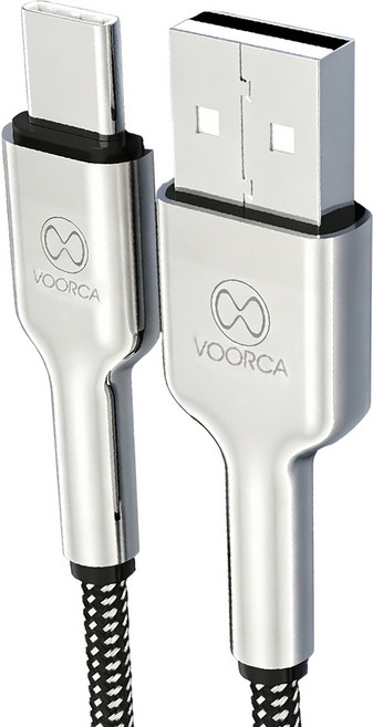 VOORCA 鋅合金充電傳輸線USB-A to Type-C 18W, 黑色, 1個, 1.5m