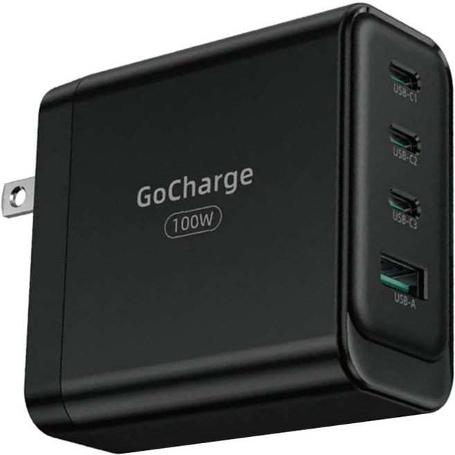 Innostyle GoCharge系列 4孔 GaN氮化鎵 100W PD快充 Type-C + USB 充電器充電頭 支援手機 平板 筆電, 黑色, 1個