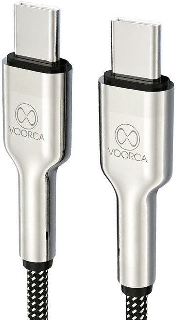 VOORCA 鋅合金充電傳輸線Type-C to Type-C 240W, 黑色, 1個, 1.5m