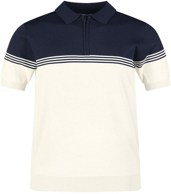 luxgolf 男士半拉鍊撞色領短袖針織衫 PO6M407
