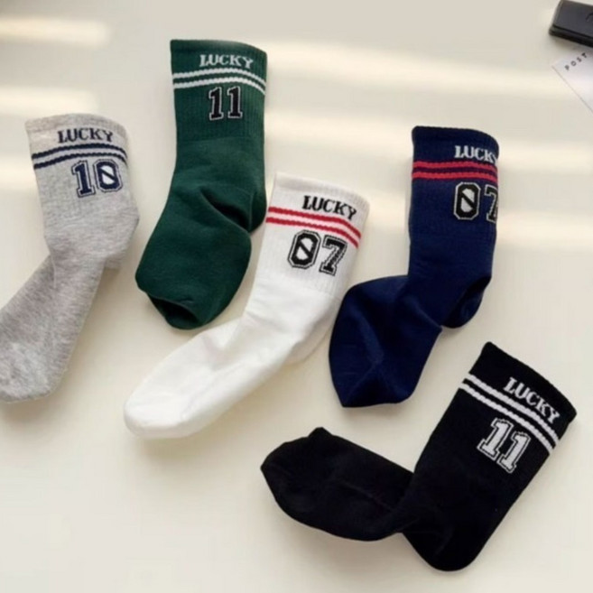 엠에스키즈 럭키 면 양말 5켤레 세트 7668