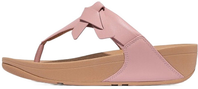 fitflop 女款 LULU 捲曲繩結皮革夾腳涼拖鞋