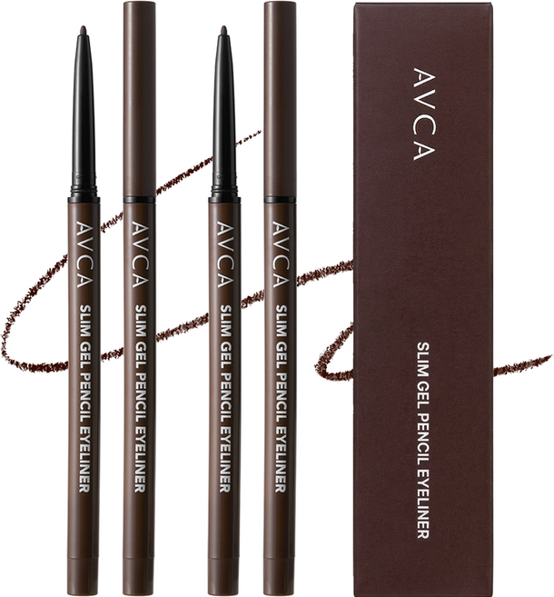아브카 슬림 젤 펜슬 아이라이너 0.07g x 2p, 마호가니 딥브라운, 1개
