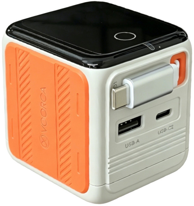 VOORCA 自帶伸縮線充電頭 70W PD-137, 白色, 1個