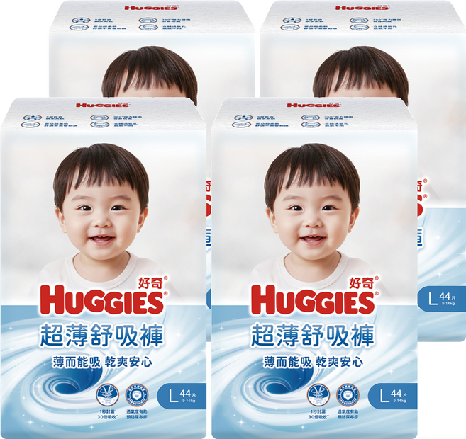 HUGGIES 好奇 超薄舒吸褲 褲型尿布 褲型紙尿褲 9~14kg 39576, 176片, 大碼 (L)