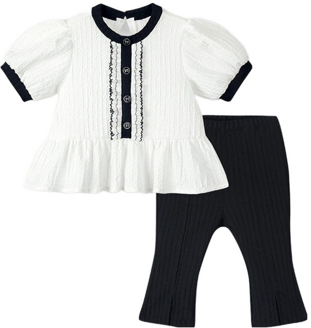 월튼키즈 아동용 퍼프리본블라우스 상하복 세트