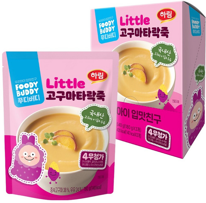 푸디버디 고구마타락죽 3p, 540g, 1개, 고구마맛