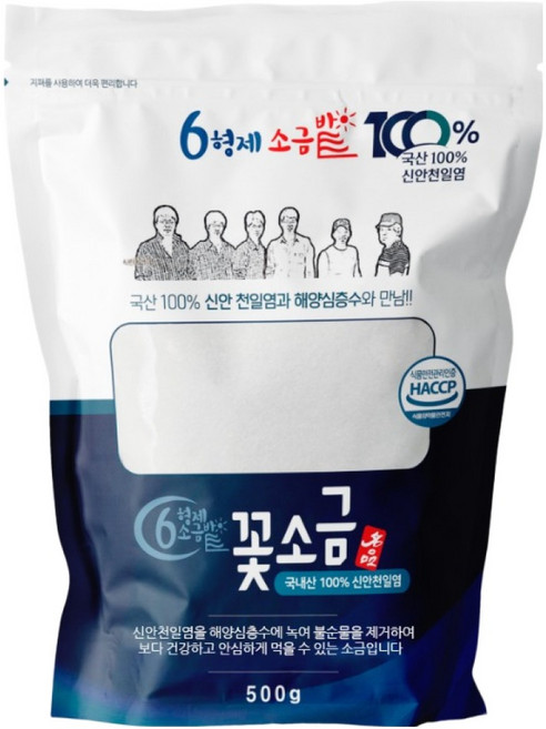 육형제소금밭 해양심층수 국내산 100% 꽃소금, 500g, 1개