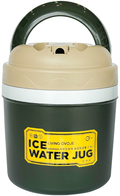 리빙오보제 보온보냉통, 1개, 2.5L, 카키 + 베이지