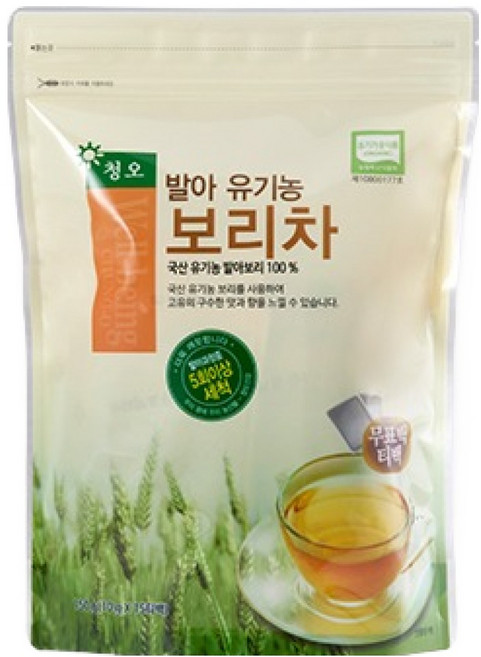 청오건강 발아 유기농 보리차 티백, 150g, 15개입, 1개, 10g