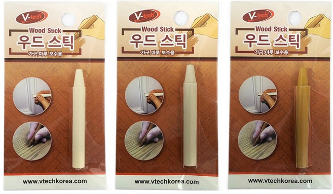 Vtech 목재 흠집 보수 우드스틱 밝은색 라이트톤 3종세트, 1세트