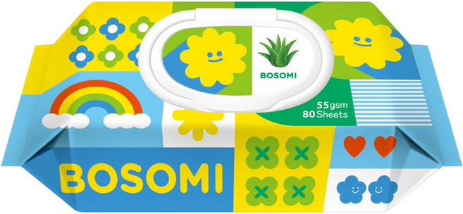 보솜이 이지플레이 아기물티슈 캡형, 1개, 80매, 55g