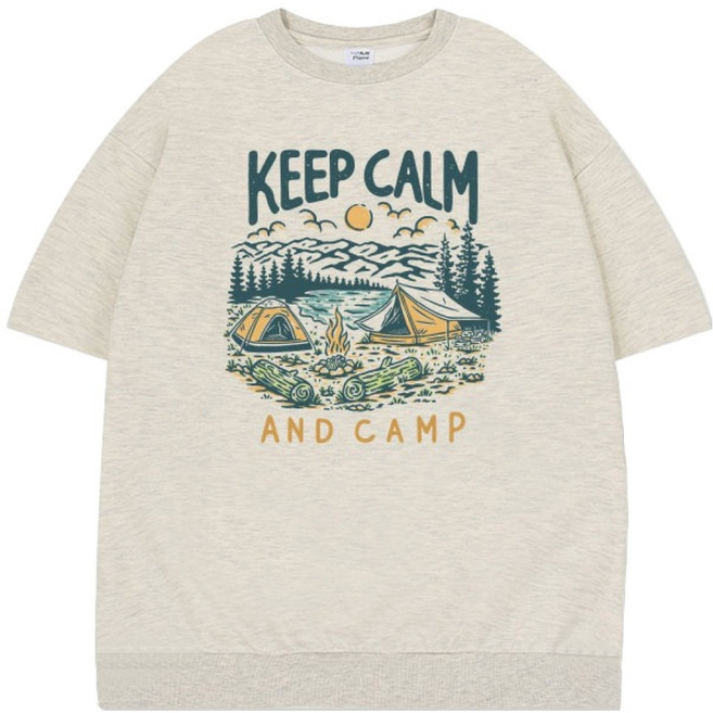 에어플레인 남녀공용 킵 캄 오버핏 반팔 맨투맨