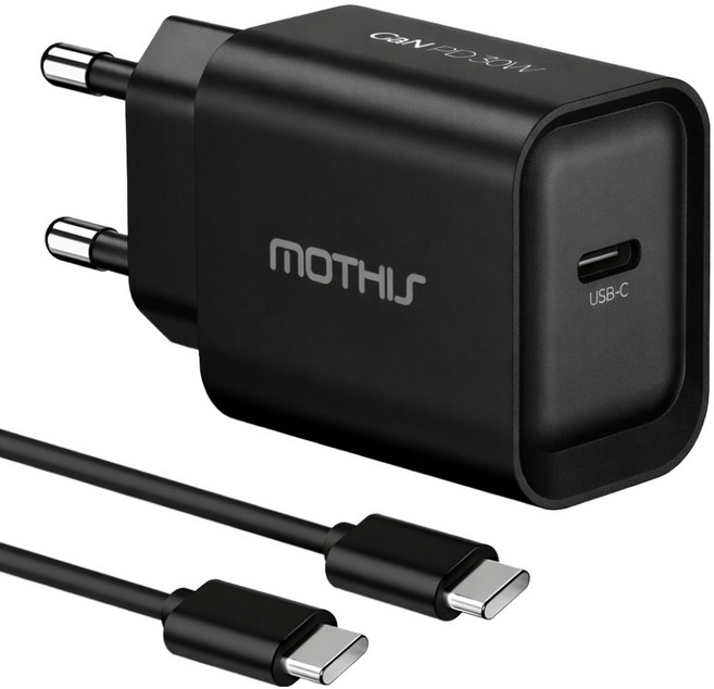 모디스 30W GaN PD 3.0 PPS 초고속 충전기 어댑터 + C to C 초고속 케이블 1.2m 세트, 블랙, 1세트
