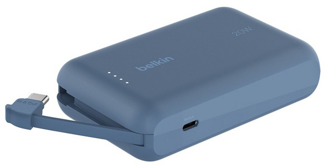 belkin 貝爾金 BoostCharge Pro 自帶線行動電源 10000mAh Type-C, 藍色, BPB021