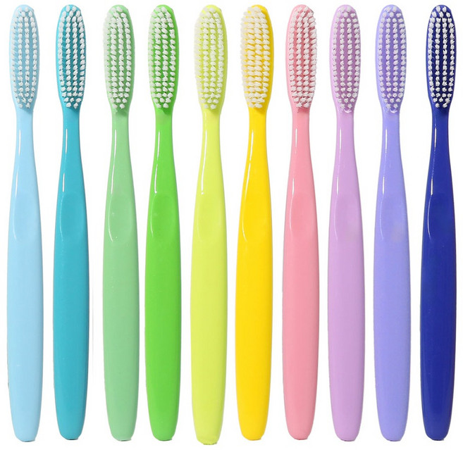 덴티클린스 컬러풀 쿨빅 부드러운 초미세모 칫솔 10종 세트, 1세트, 10개입