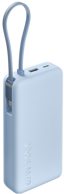 샤오미 Xiaomi 67W 케이블 일체형 보조 배터리 20000mAh C타입, PB2067, 스카이블루