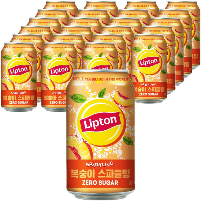 립톤 제로 복숭아 스파클링 음료, 355ml, 24개
