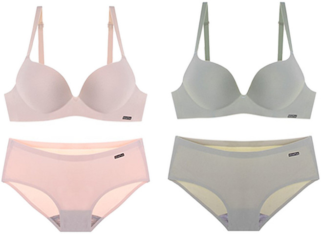 윙크핑크 노와이어 볼륨업 푸딩 누디 브라 2종 + 팬티 2종 세트 N6008