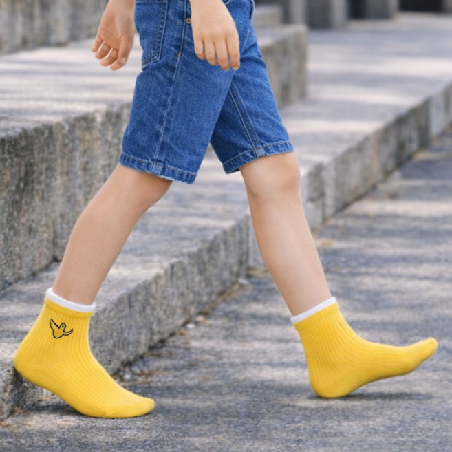 MARK GONZALES KIDS 兒童羅紋刺繡中筒襪 4雙