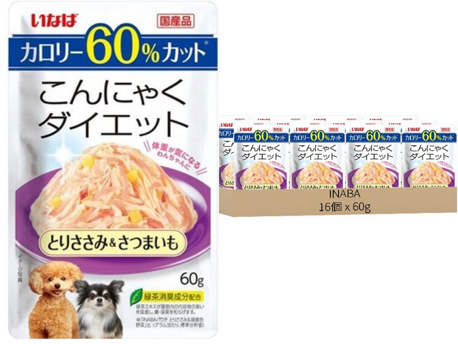 INABA 輕盈低脂系列 CIAO 汪餐包 DRP-17, 60g, 16個, 雞肉+地瓜