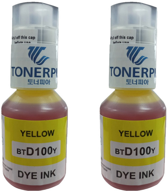 토너피아 브라더 프린터 MFC-T930DW / MFC-T935DW / DCP-T436W / DCP-T536W / DCP-T730W 호환잉크 BTD100, 노랑, 2개