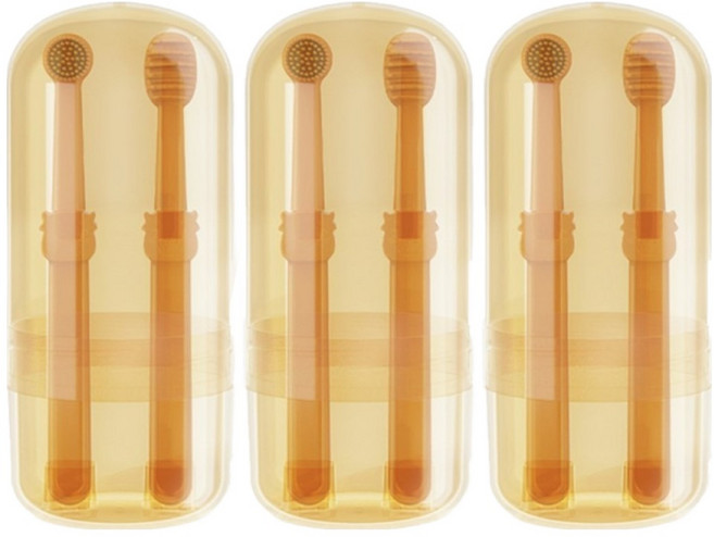 레인보우포켓 반려동물 실리콘 칫솔 혀클리너 세트, 3세트