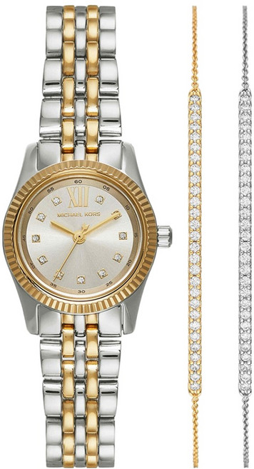 MICHAEL KORS 女款 Lexington 手鍊 + 金屬手錶套組 MK4815SET
