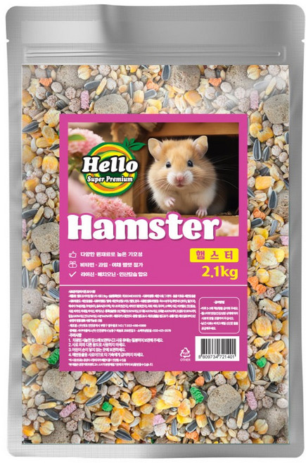 HELLO 프리미엄 햄스터 사료, 2.1kg, 1개