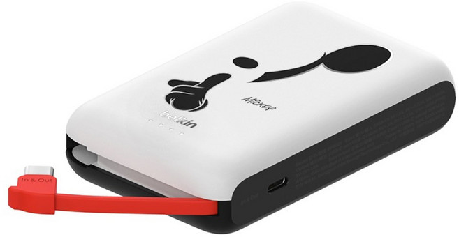 belkin 貝爾金 BoostCharge 便攜式行動電源 內置USB-C充電線 10000mAh Type-C, 米奇, BPB021