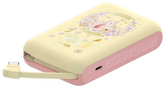 belkin 貝爾金 BoostCharge 20W 自帶USB-C線快充行動電源 10000mAh Type-C, 小熊維尼, BPB021