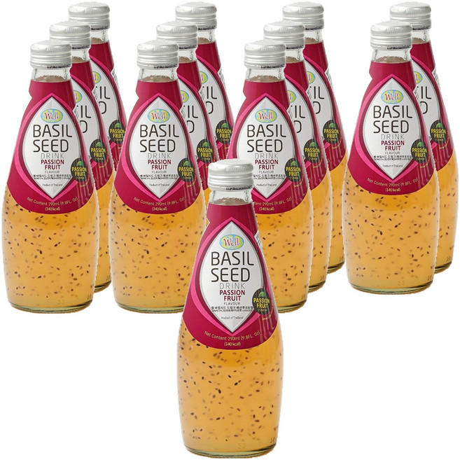 웰 바질시드 드링크 패션푸르트향, 12개, 290ml