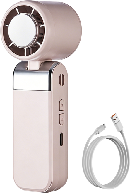 CYKE 可折疊製冷冰敷風扇 附充電線, 奶茶色, 656 MINI