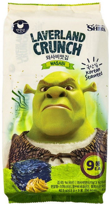 만전김 슈렉 와사비맛김, 4.5g, 9개