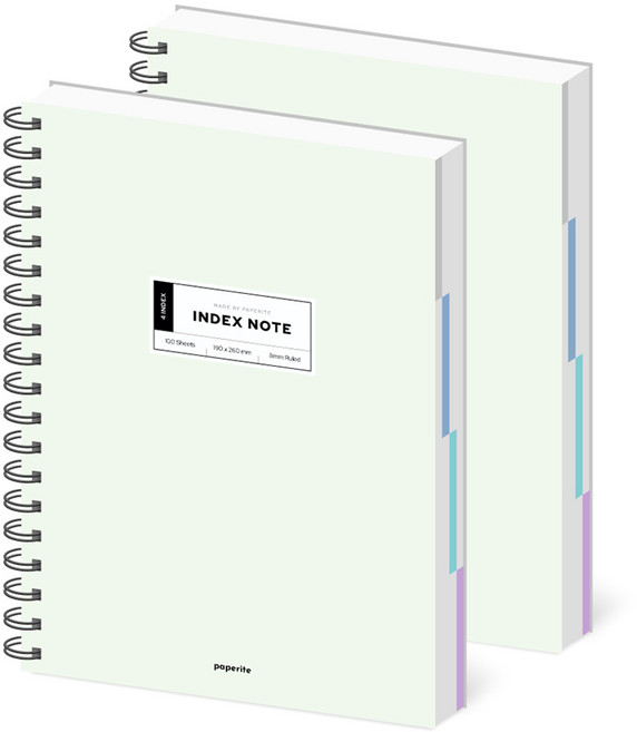 페이퍼릿 PP 인덱스 노트, 2개, 그린