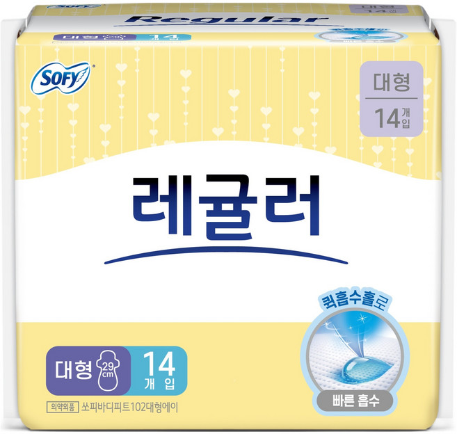 쏘피 바디피트 레귤러 생리대 날개형, 1개, 14개입, 대형