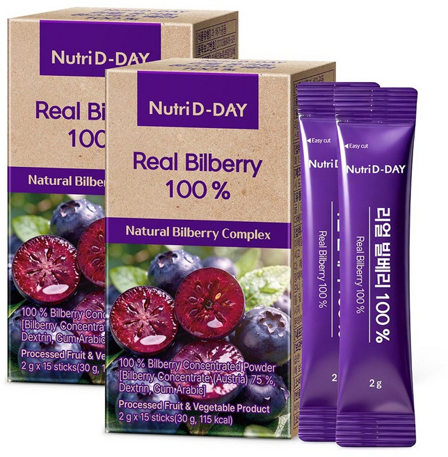 뉴트리디데이 리얼 빌베리 100% 15p, 30g, 2개