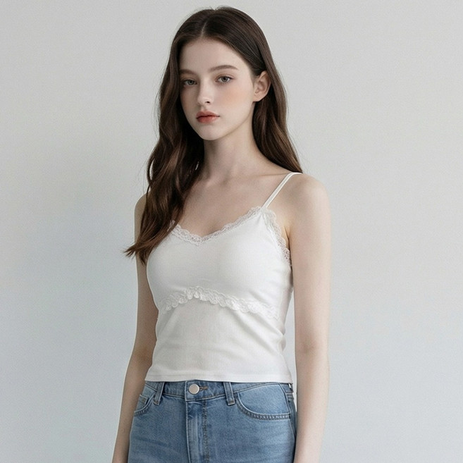 부루앤쥬디 여성용 브이 레이스 라인 나시 BOSFTK508B