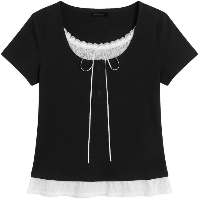 부루앤쥬디 여성용 레이스 여리 티셔츠 BOSETS513B