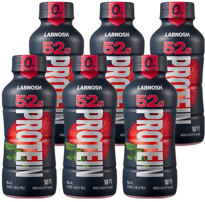 랩노쉬 프로틴 드링크 맥스 딸기, 6개, 400ml