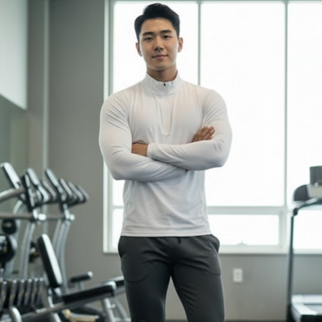구디프 남성용 긴팔 집업 스판 러닝 헬스 트레이닝 티셔츠