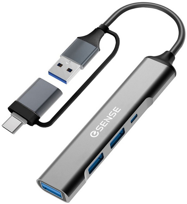 ESENSE 逸盛 A+C鋁合金USB3.2 Gen1 HUB, 灰色, 1個