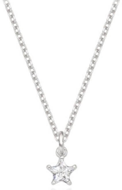 티르리르 여성용 스타 큐빅 실버 목걸이 + 케이스 세트 + 쇼핑백