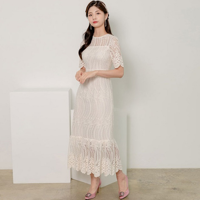 lilydress Alleina 自助婚紗 週歲派對 葉子蕾絲洋裝 LDS60