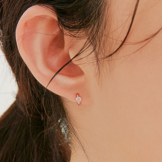 Tirr Lirr 女款 14K 黃金單鑽耳環 + 飾品盒組 + 購物袋