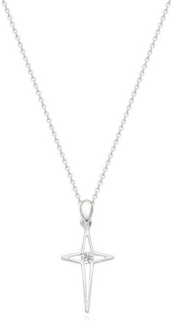 티르리르 여성용 스텔라 크로스 실버 목걸이 + 케이스 세트 + 쇼핑백