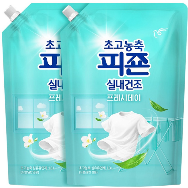 피죤 초고농축 실내건조 프레시데이 리필, 2개, 1.3L