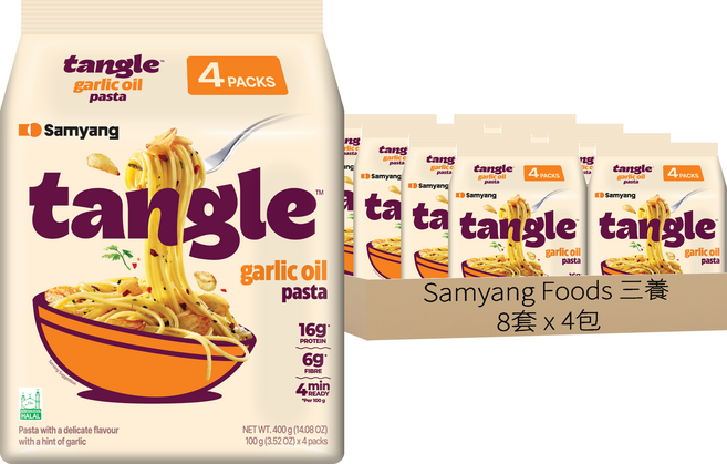 Samyang Foods 三養 清炒蒜頭義大利麵 4個裝, 100g, 8組