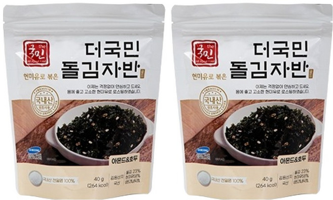 더국민 현미유 돌김자반 아몬드 & 호두, 40g, 2개
